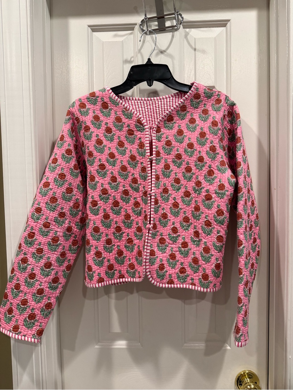 Handmade Etsy Pink Floral Quilted Jacket